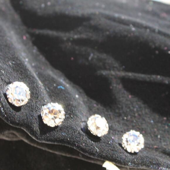 Juicy Couture Black Crushed Silk Velvet Blazer Cropped Rhinestone Buttons Size 4 - Picture 10 of 14